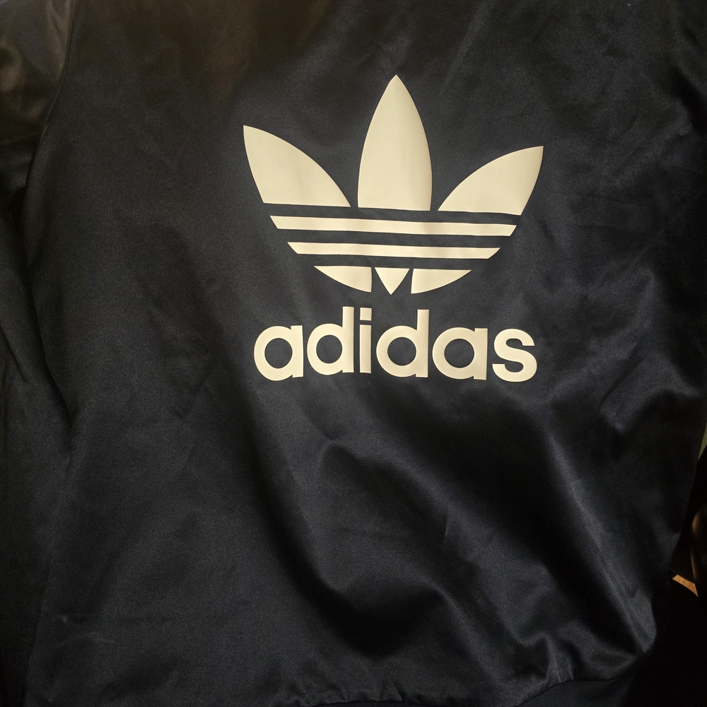 Adidas Navy Blue Satin Crew With White Logo